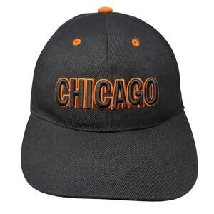 Chicago Strapback Baseball Cap Black One Size Adjustable Embroidered 6 Panel
